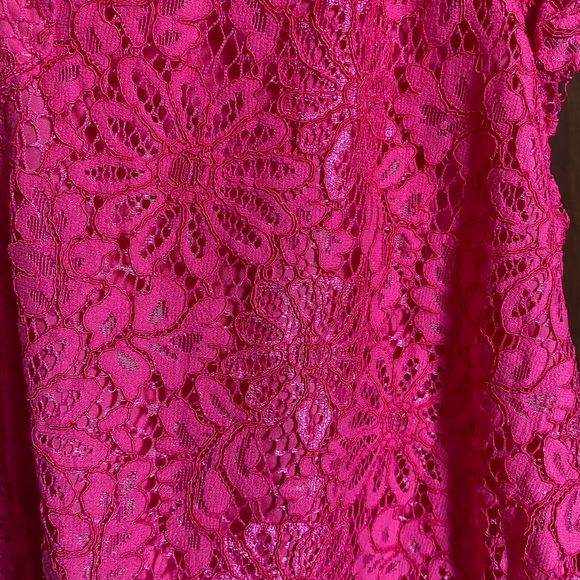 Nanette Lepore Vibrant Pink Lace Blouse - Picture 2 of 3